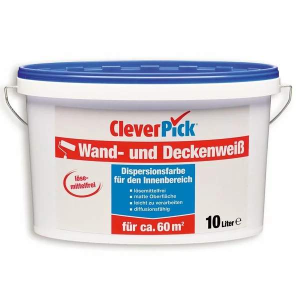 CleverPick Wand-und Deckenweiß - Innenfarbe - 10 Liter 3 CleverPick Wand-und Deckenweiß - Innenfarbe - 10 Liter
