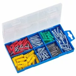 Holzschrauben-Dübel Set - Mit Sortimentskasten - 160 Teilig